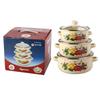 3pcs 16/18/20cm Enamel Pot Visible Floral Stew Soup Pot Multi-Purpose with Lid Kitchen Cookware Set Gas Induction Cooker