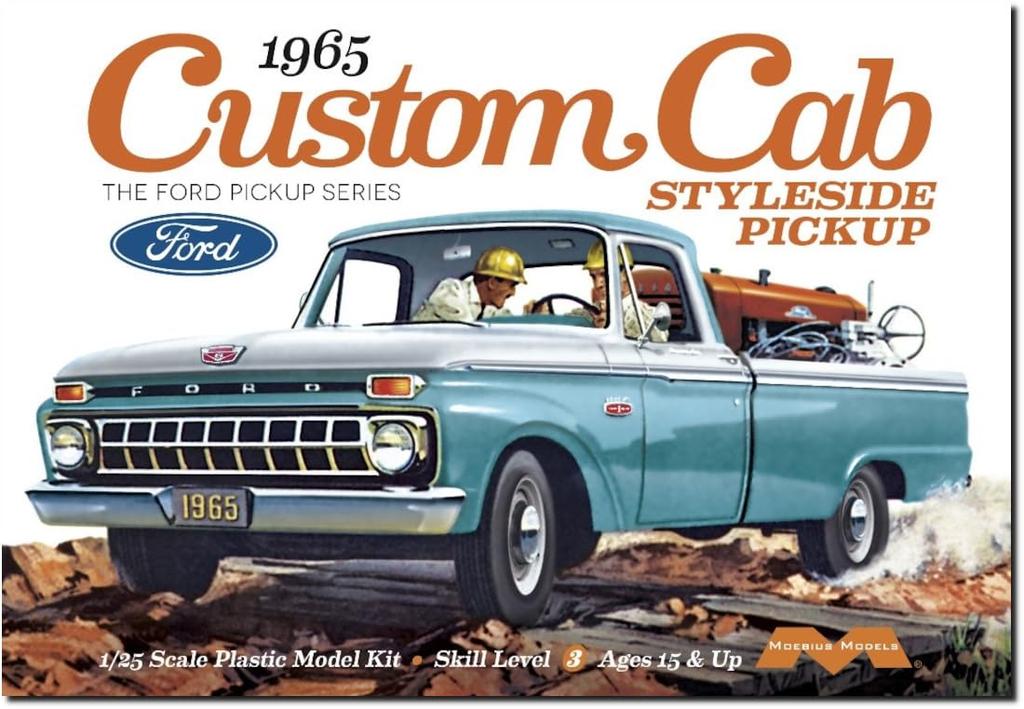 Plastikový model auta Platts Moebius Ford Custom Cab Styleside Pickup z roku 1965, MOE1234, měřítko 1:25. (Auto)