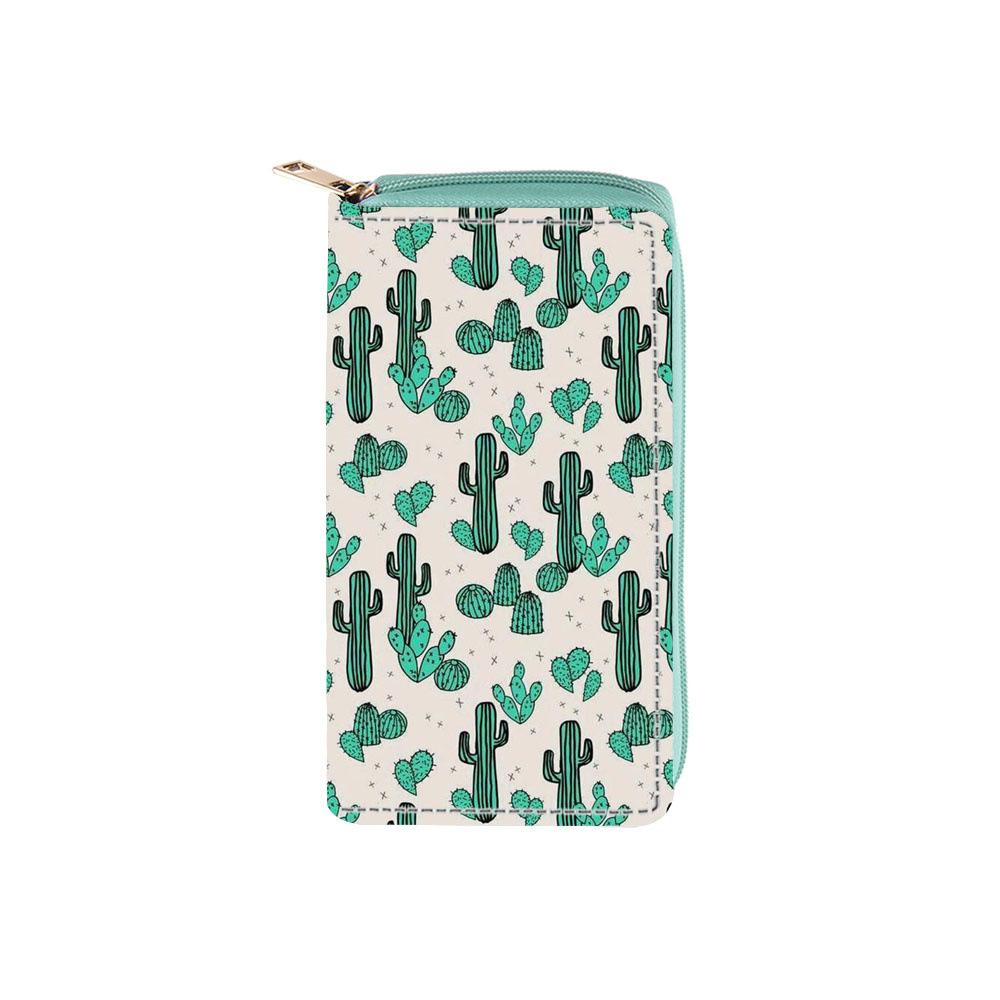 New cactus ethnic style long zipper wallet, clutch bag wallet proofing