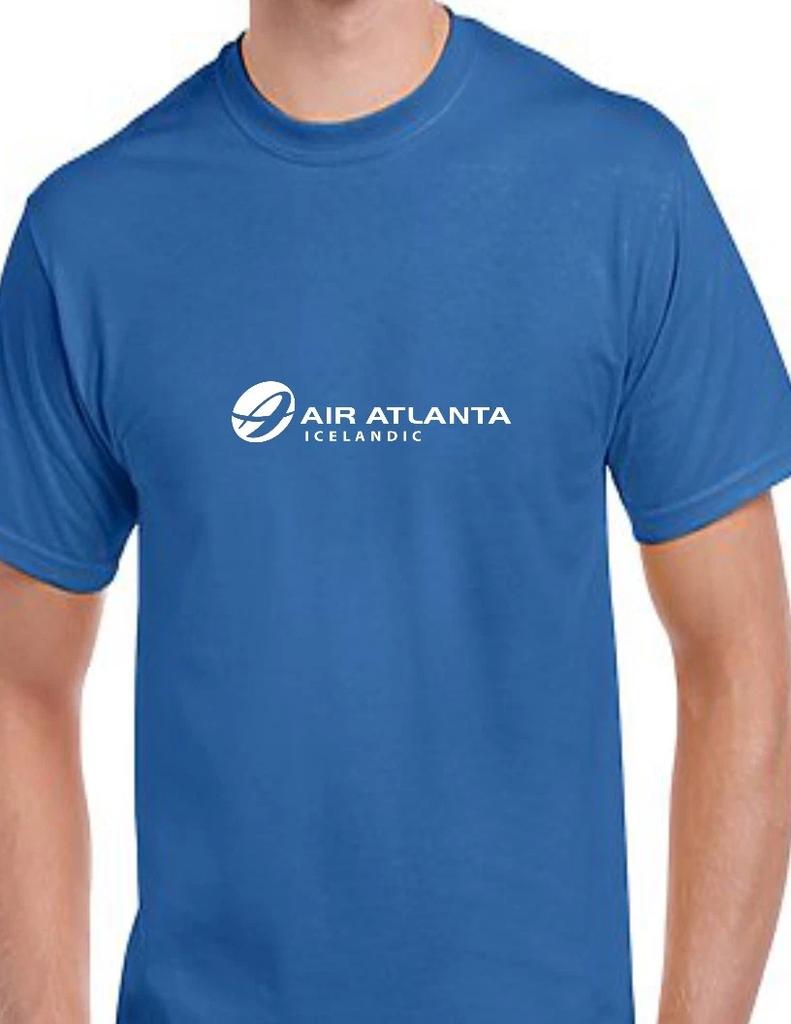 Air Atlanta Icelandic White Logo Iceland Airline Royal Blue Cotton T-Shirt