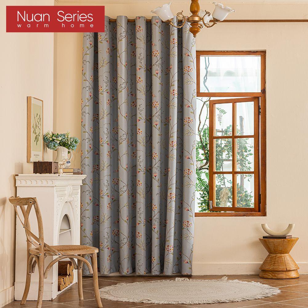 1PC Nuan Series European Luxury 100% Blackout Blackout Curtain Vintage Floral Curtains Curtain for Bedroom Living Room Balcony Window for Home Decor