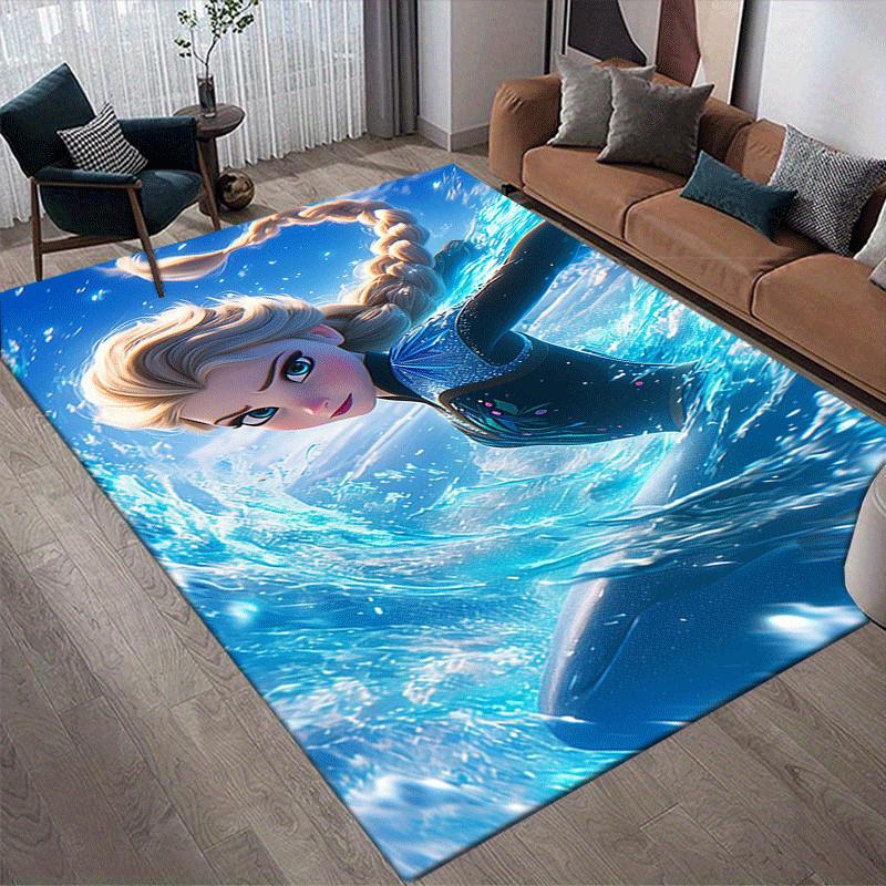 1pc Elsa Pattern Area Rug Soft Flannel Floor Mat for Living Room,Office,Bedroom and Carpet,Sofa Coffee Table Floor Mat