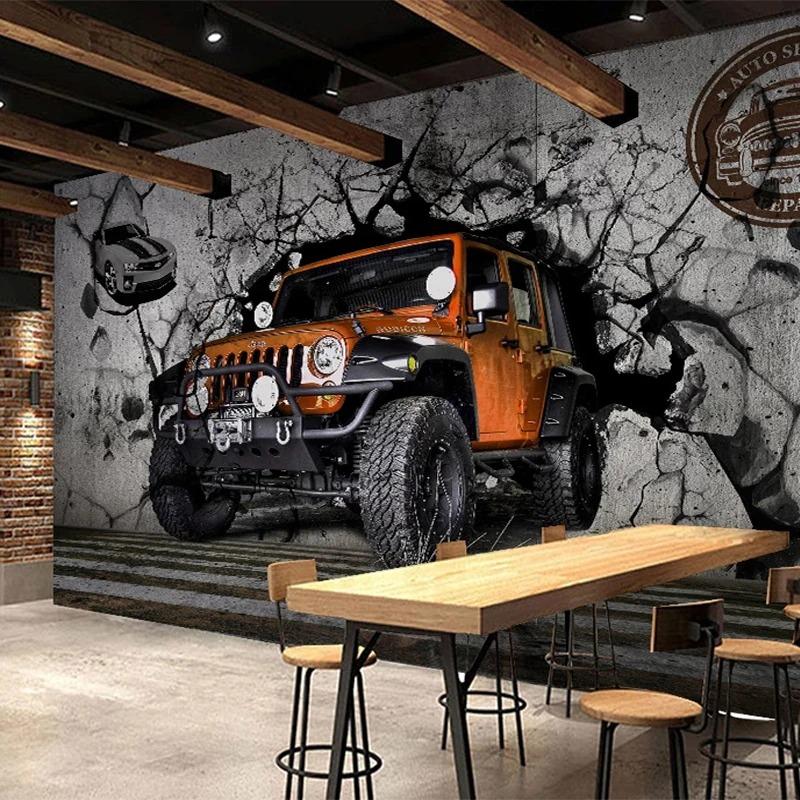 Photo Wallpaper 3d Retro Cartoon Car Wall Murals Restaurant Cafe Backdrop Murals Home Decor