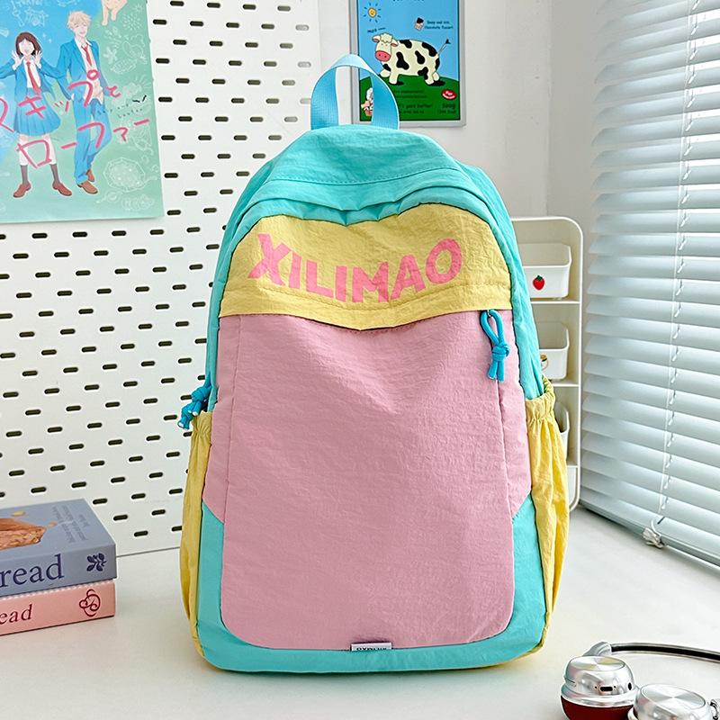 Fashion Trend Splicing Male and Female Students Schoolbag Anti-splashing Large Capacity Going Out Light Travel Backpack