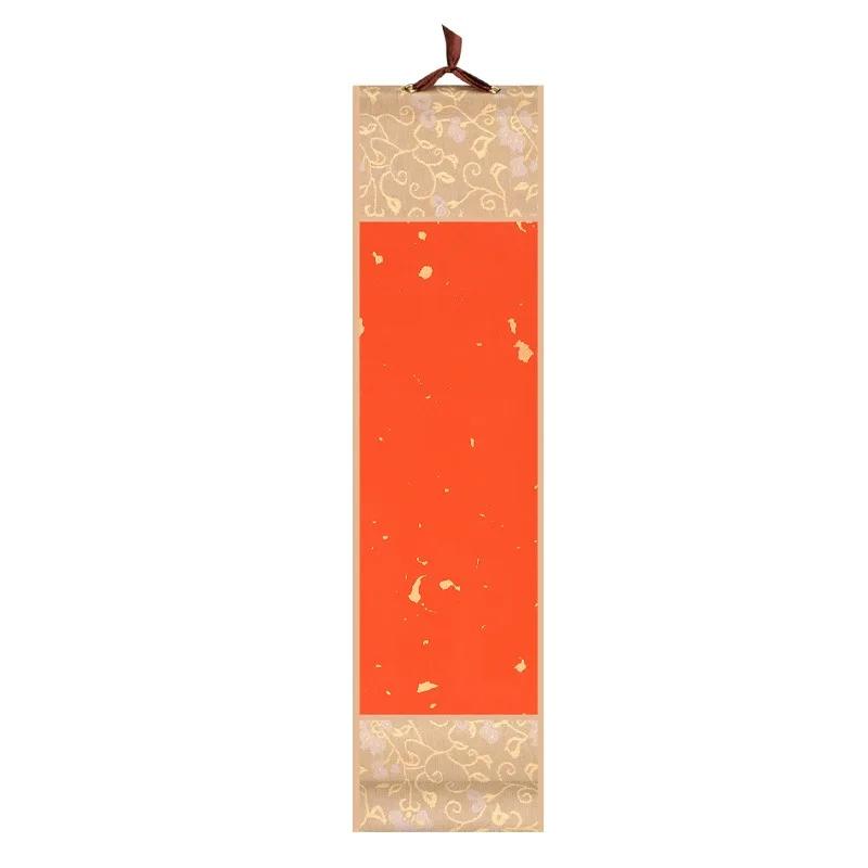 Mini Hanging Scroll Rice Paper Scroll Batik Gilded Blank Mounting Hanging Scroll Brush Calligraphy 10x39cm Decorative Pendants