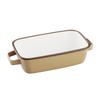 365methods Fuji Enamel Oven Dish, Beige X Brown, Rectangle, 1.0L, YY-HB.BE