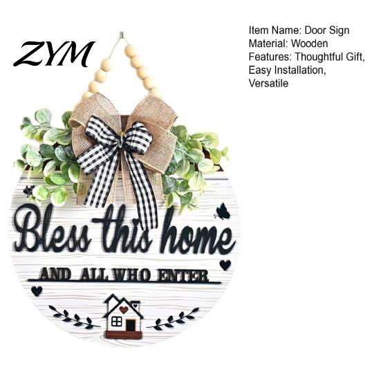 All Season Home Decorations Welcome Sign for Front Door Porch, Round Wooden Hanging Rustic Farmhouse Hanger Plaque, Hanger, Thoughtful Gifts Neighbors