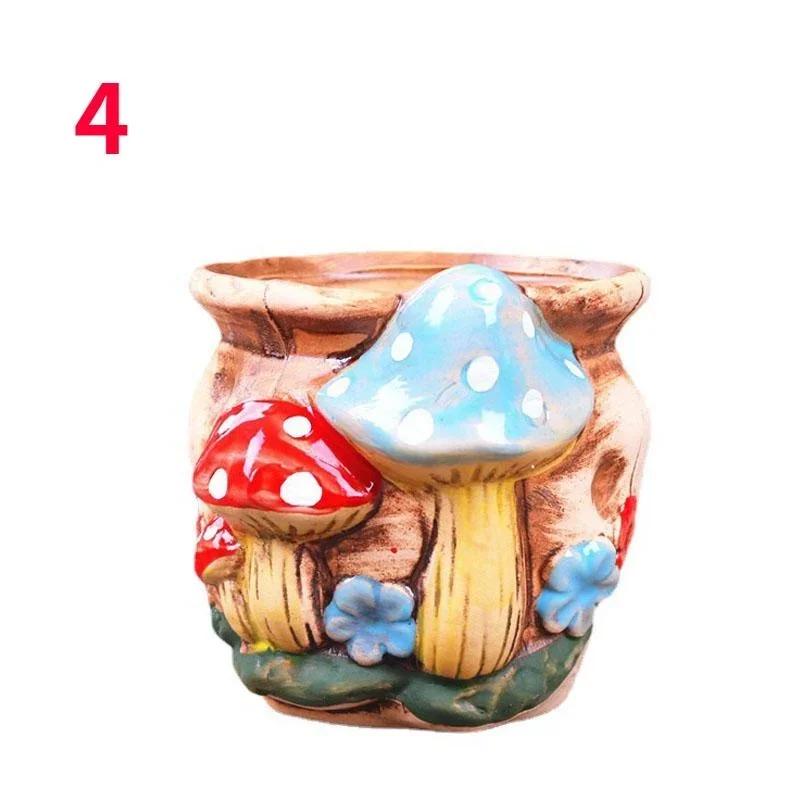 

Садовый индивидуальный грибной керамогранит сочный цветочный горшок для украшения гостиной винтажный горшок для бонсай ручной работы 4