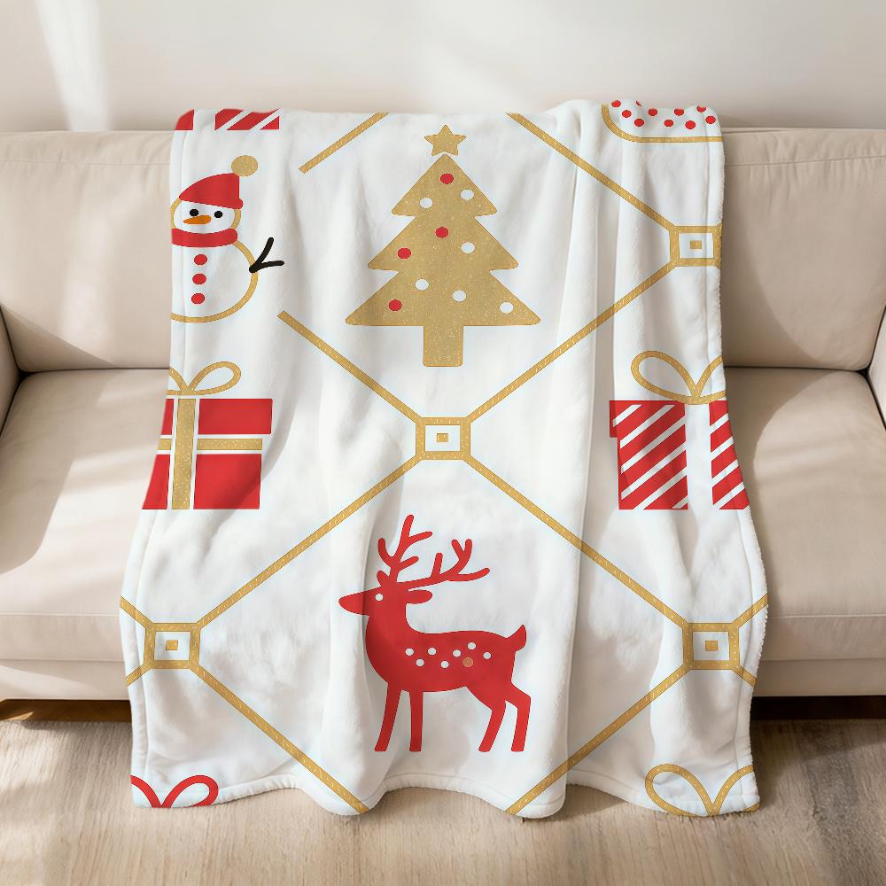 Christmas tree reindeer fashion art Flannel soft warm plush blanket sofa living room pet hogar bedroom gift home Car portable