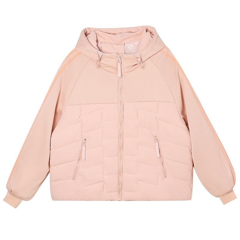 Autumn and winter casual sportswear female student hooded cotton-padded jacket small man spliced cotton-padded jacket