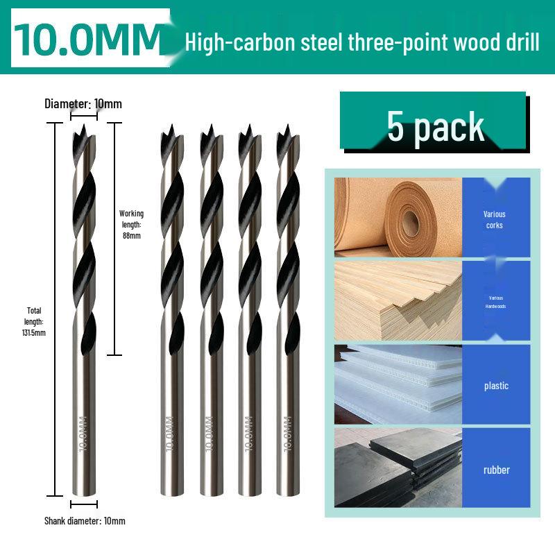 Carbon Steel Multi-Functional Woodworking Drill Bit for Three-Point Positioning