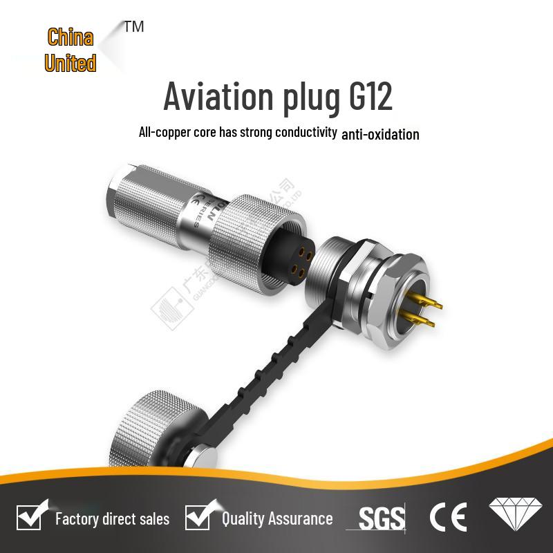 Zhonglian G12 Waterproof Aviation Connector: 2/3/4/5/6/7 Pin Male Socket & Female Plug