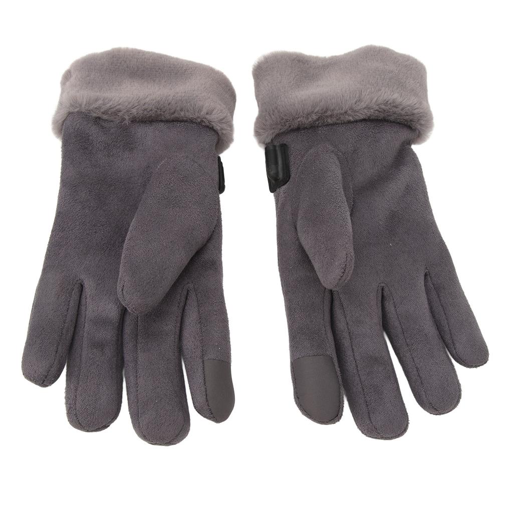 USB Heated Gloves Fluff Non Slip Palm Waterproof Adjustable Elastic Wristband Windproof Thermal Gloves for Women Cold