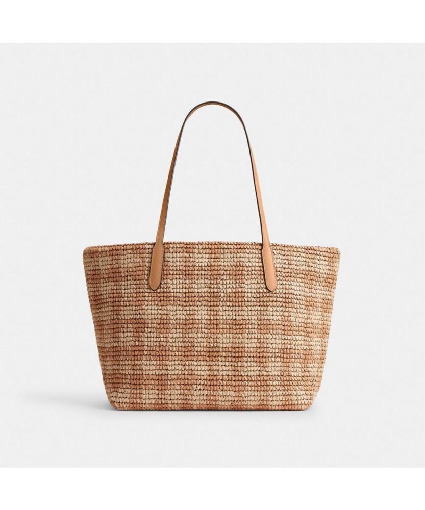 Coach City Tote Bag With Gingham Print Ces22 Imtn2