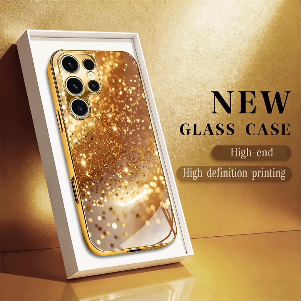 Atmosphère de Mode Simplicité Haut de Gamme Placage Galvanique Verre Coque de Téléphone pour Samsung Galaxy S26 S25 S24 S23 S22 S21 FE, Ultra, Plus