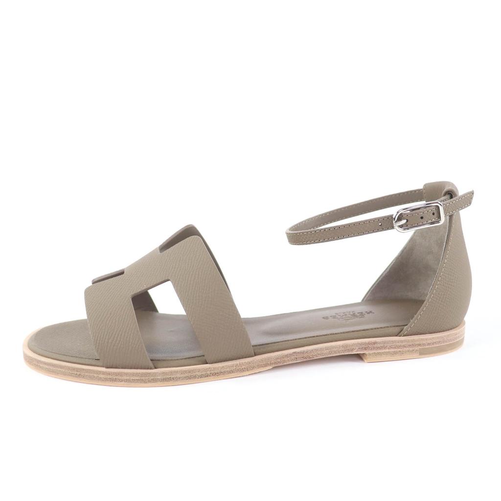 Excellent HERMES Sandals Santorini Epsom Leather Women 38 Used