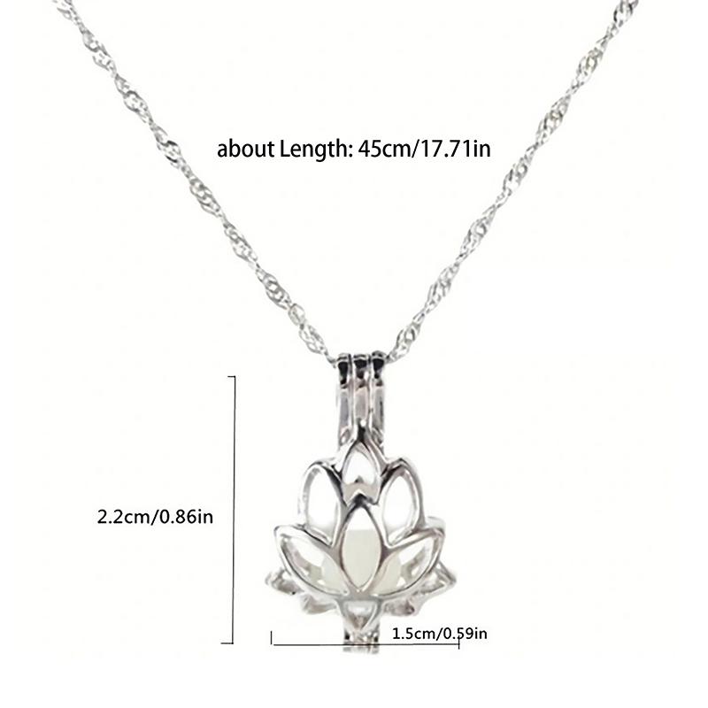 Luminous Glowing In The Dark Moon Lotus Flower Shaped Pendant Necklace For Women Yoga Prayer Buddhism Jewelry