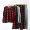 Waffle Cotton Pajama Long Gift 100% Women's Set, Loungewear, Spring/Autumn, Sleeves, Sleepwear, (XL, Red)