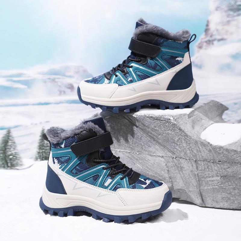 Crianças botas de neve quente crianças inverno sapatos de algodão antiderrapante neve ao ar livre quente botas de pelúcia alta superior quente calçado peludo à prova dwaterproof água tênis quentes