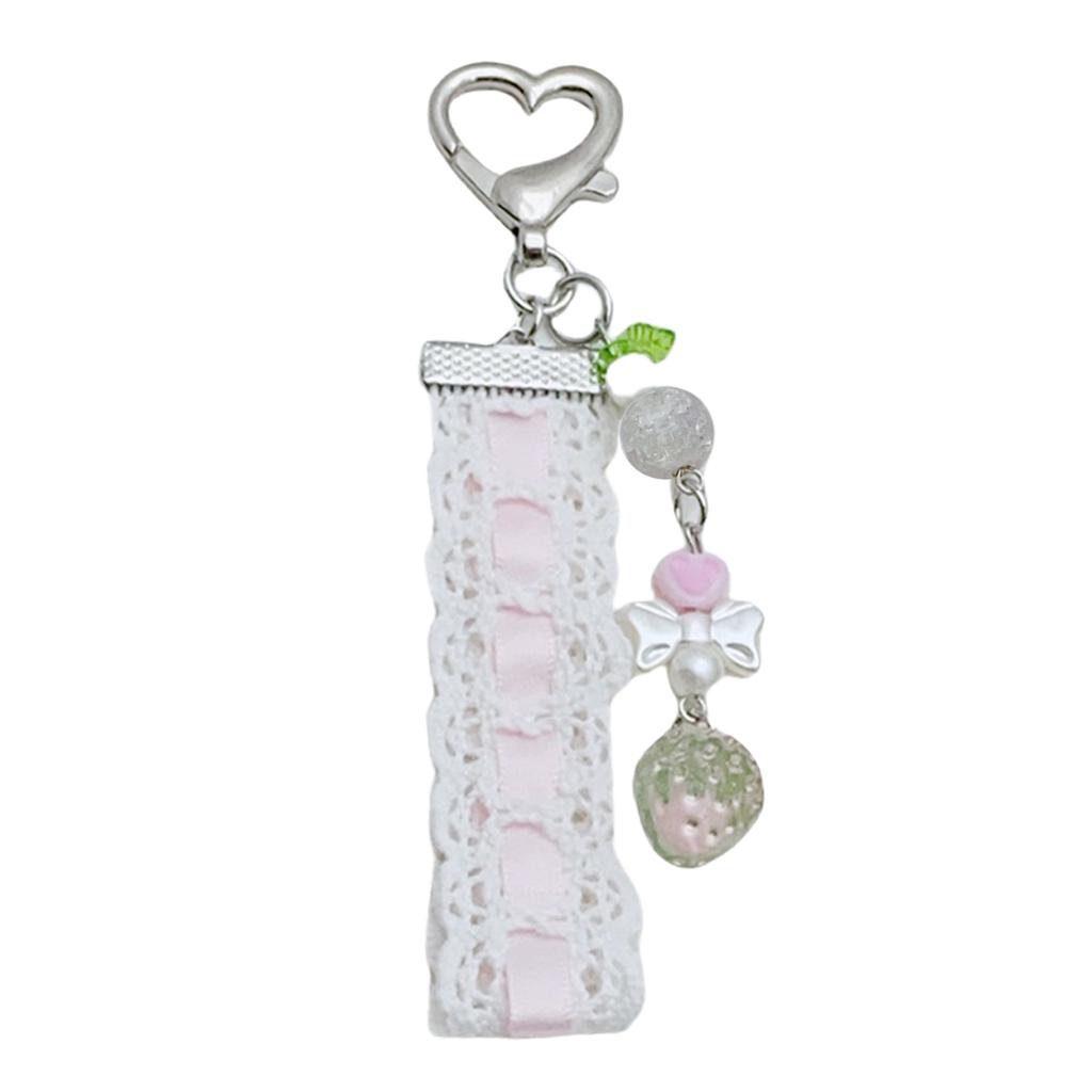 Sweet Lace and Bead Phone Chain Stylish Ballet Lace Ribbon Beaded Phone Hangings with Cute Butterfly Pendant