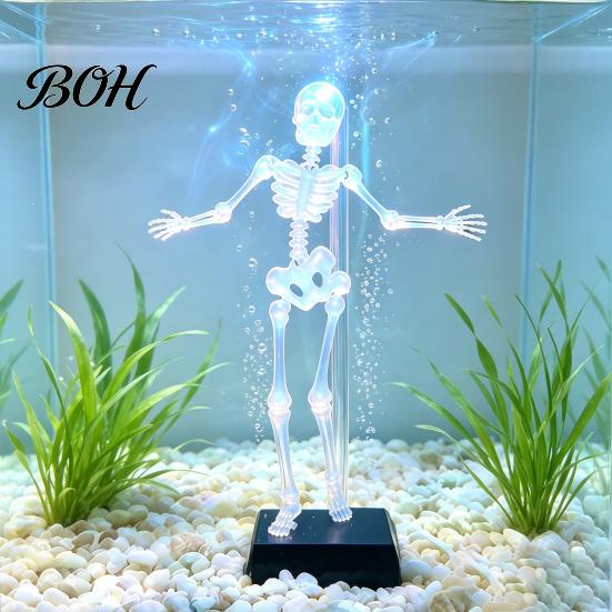 Příslušenství k teráriu Kostlivec tančící akvarijní provzdušňovač, Halloweenská dynamická rybí ozdoba, Podvodní dekorace Pohyblivá lebka poháněná vzduchem