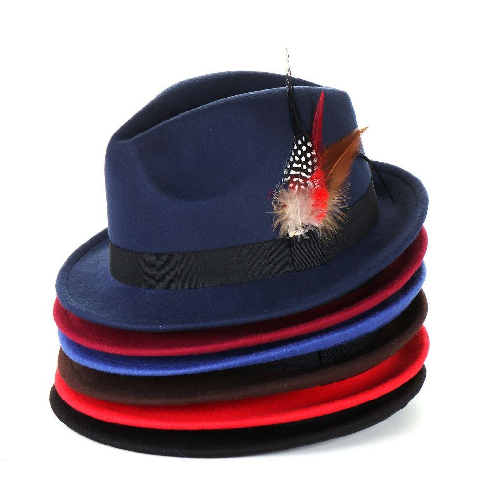 Dress Up Feather Decors Fedora Hat Fedora Hat Bucket Hat Retro Topper Hat Costume Accessories
