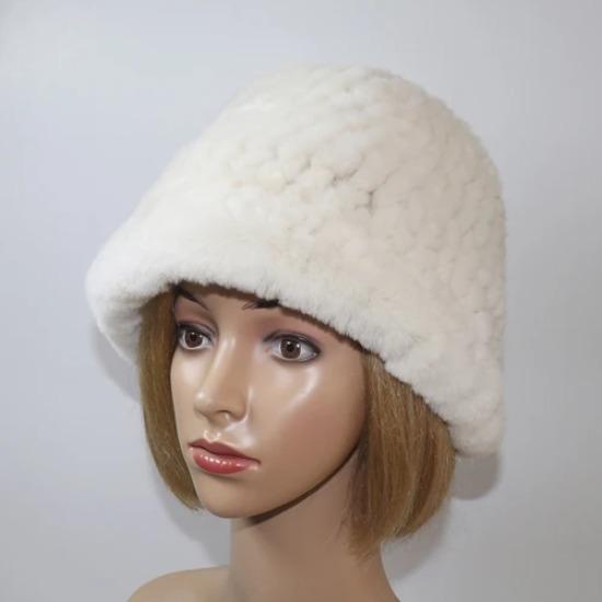 Knitted Winter Women Real Rex Rabbit Fur Hat Natural Warm Rex Rabbit Fur Hats Lady Quality Thick Genuine Rex Rabbit Fur Cap
