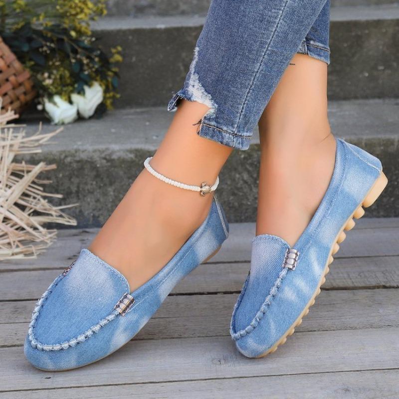 Women's shoes new denim Doudou shoes shallow mouth one pedal women's single shoes