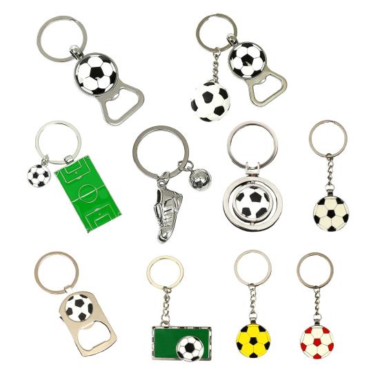 Keychain Pendant, Thickened Stainless Steel Bottle Opener Key Chain, Football Pattern Waterproof Multifunctional Key Ring Fan Gift Bar Accessory