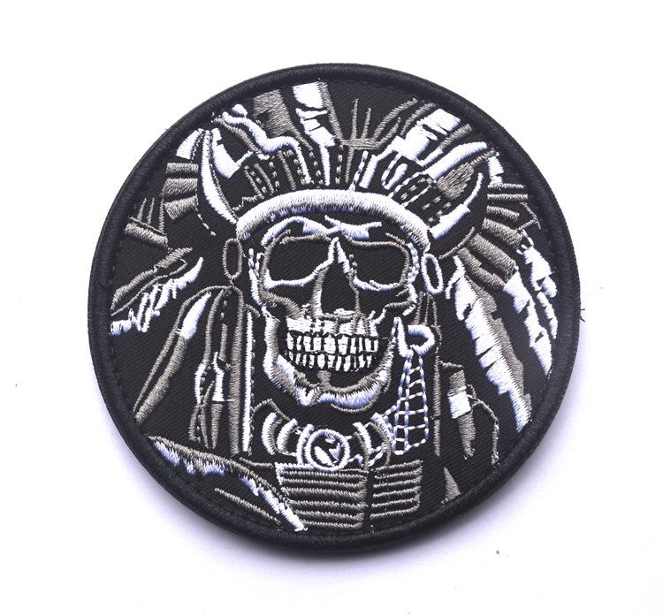 Death Skull Embroidery Velcro Patch Badge for Backpack