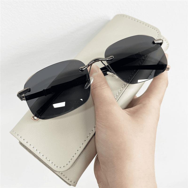 Gold Frame Transparent Tea Tablets New Frameless Trimmed Fashion Sunglasses Sunglasses