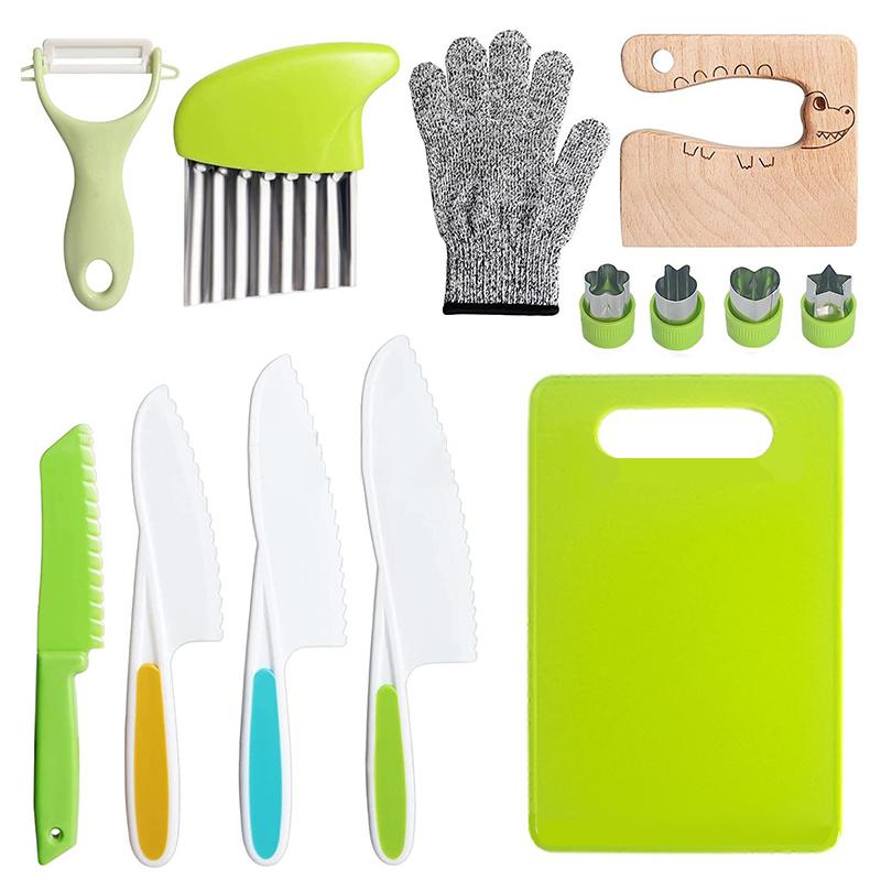 

13/17 шт. Детские кулинарные наборы Настоящая готовка Монтессори Кухонные инструменты для малышей Детские безопасные ножи для 2/3/4/5/6/7/8 лет