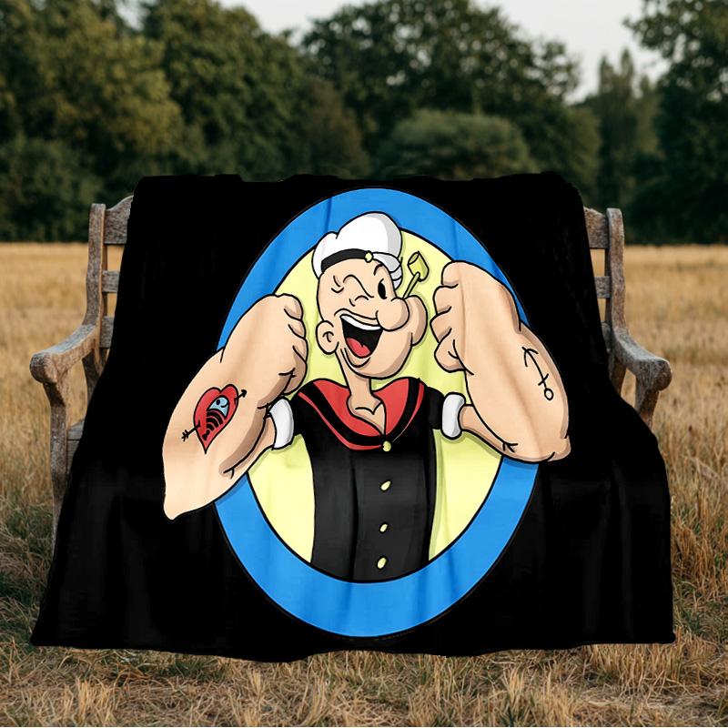 Popeye Flannel Blanket, Use for Birthday/Holiday Gift, Soft Blanket for Sofa/Bed/Camping/Office/Tourism Use,All Seasons