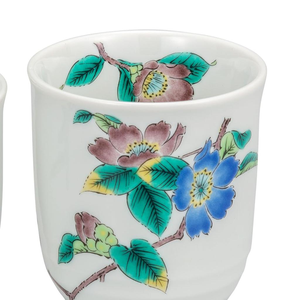 Kutani Ware Iwataya "Kutani Ware" Set of Teacups, Camellia Design, K8-657
