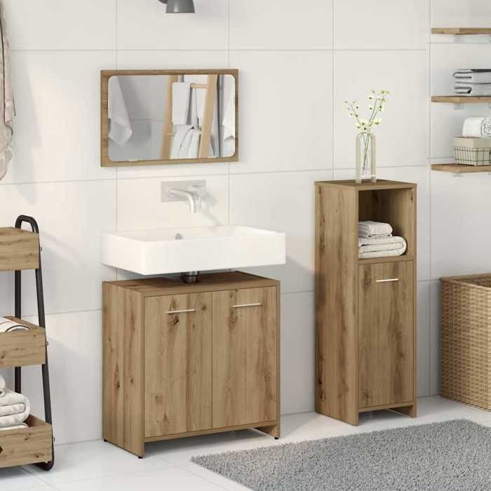 VidaXL Ensemble De Meubles Salle De Bain 3 Pcs Bois D'ingénierie 3328560