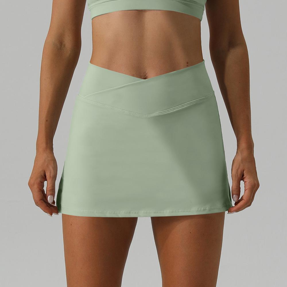 

Летняя европейская и американская юбка-шорты для гольфа и бега с высокой талией: Повседневный крой с защитой от непогоды L/8 зелёный/сливовый