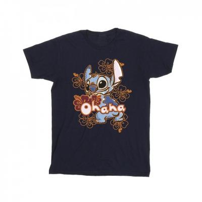 Mens Lilo And Stitch Ohana Orange Hibiscus T-Shirt