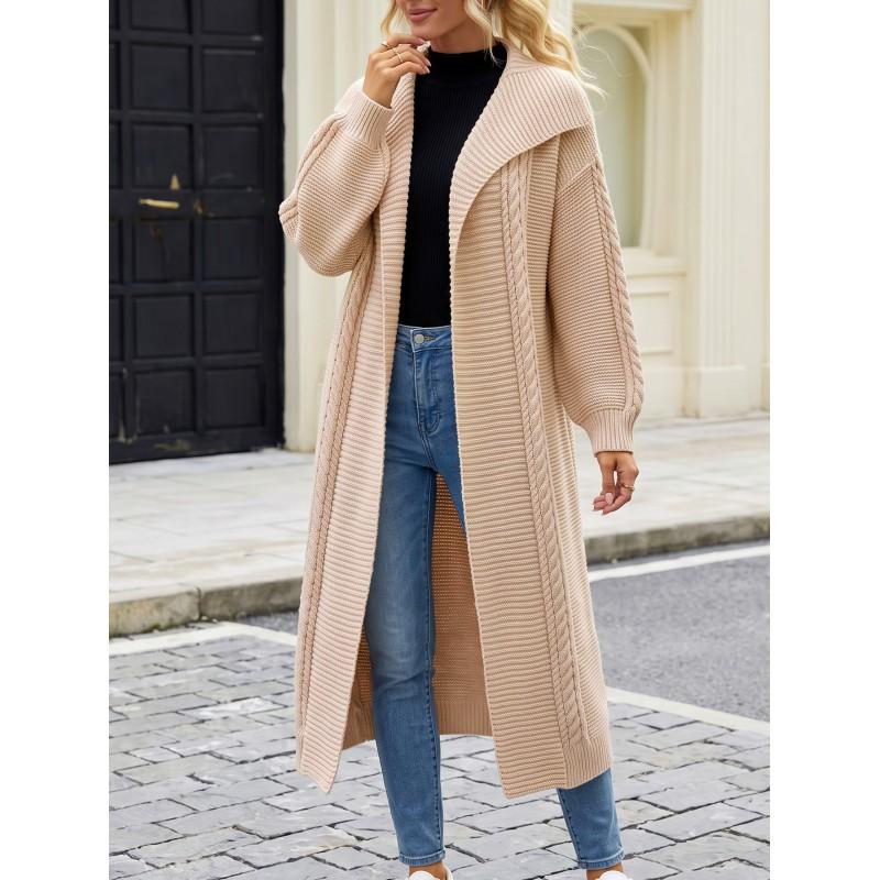 Womens Oversized Knit Cardigan Long Sleeve Lapel Loose Fit Thick Sweater Coat Winter