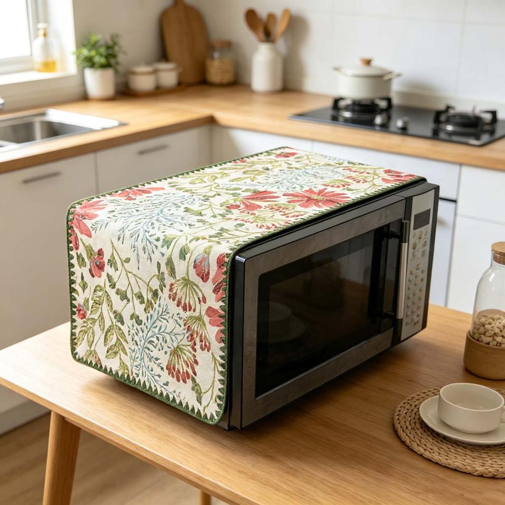 30x90cm Anti Dust Cotton Linen Microwave Cover Kitchen Appliance Protector