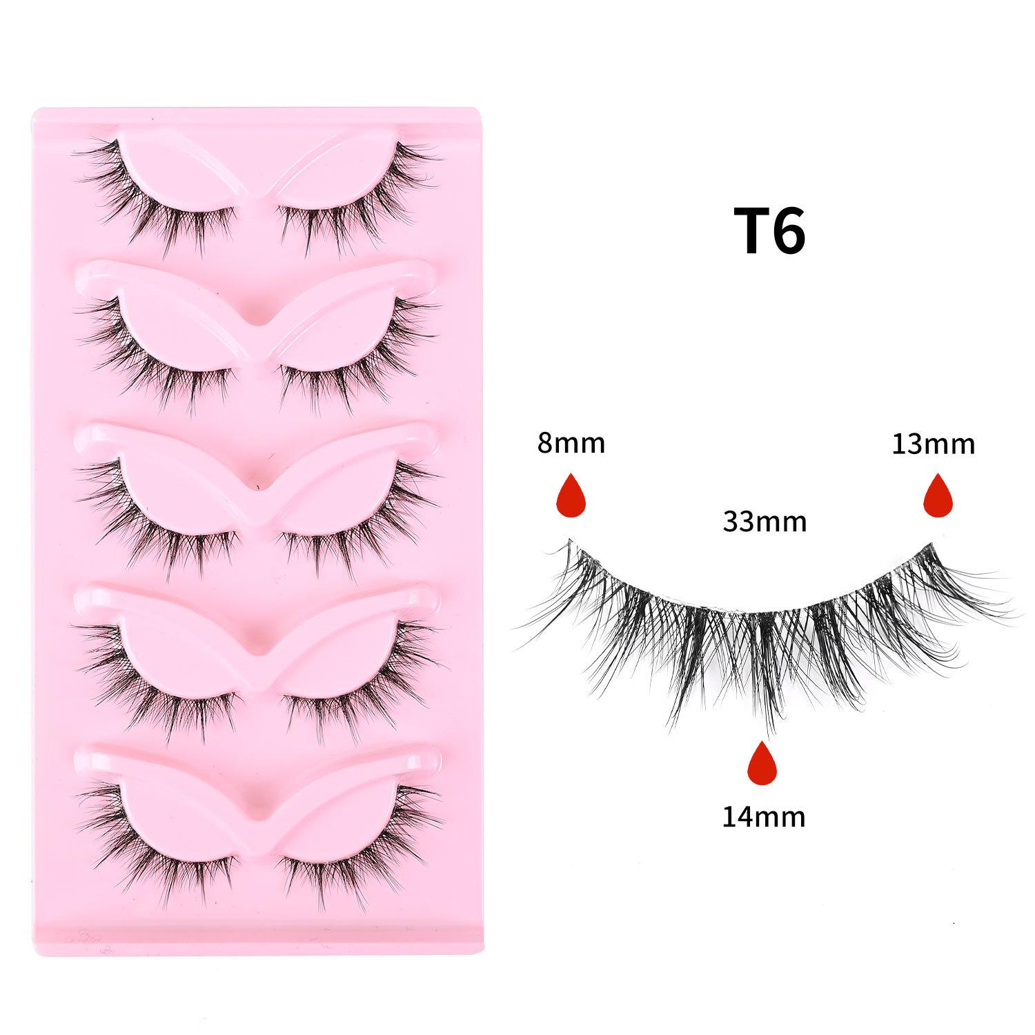 5D Fluffy Transparent Stem False Eyelashes Large Capacity Five Pairs Invisible Seamless Eyelashes Natural Hard Stem Natural Fluffy 2026