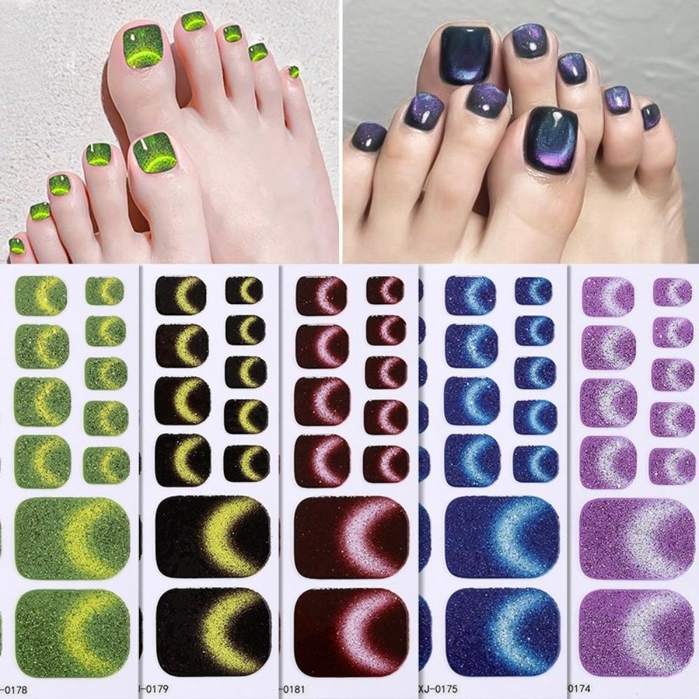 6Sheets Shimmering Glitter Toenail Stickers Colorful Toe Nail Sticker Summer Use
