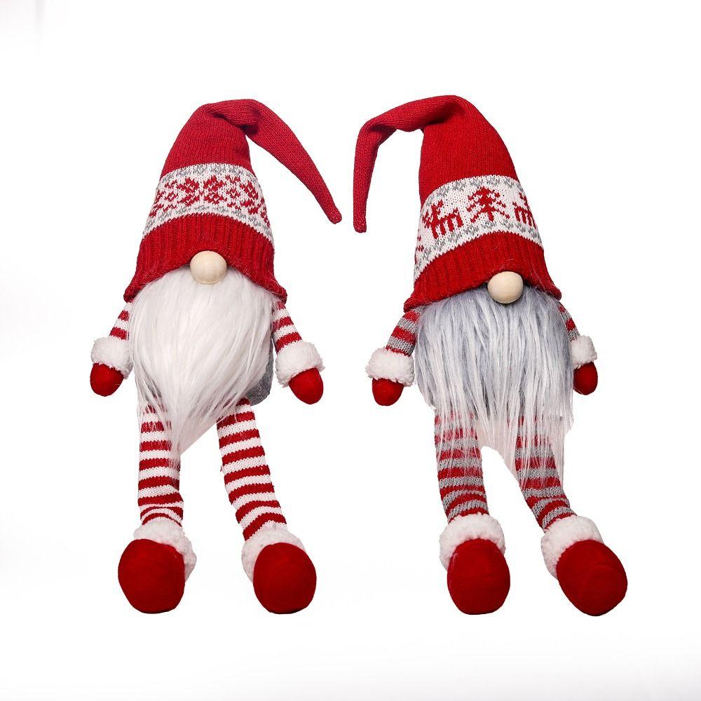 Kawaii Christmas Faceless Gnome Doll Cartoon Long Old Man Doll Knitted Christmas Doll  Office