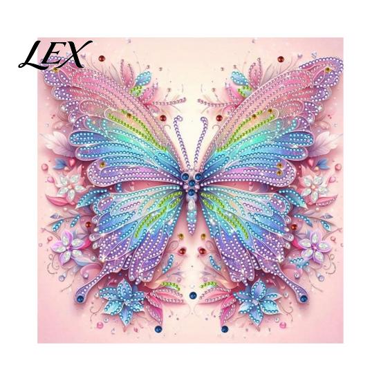 Home Wall Decoration Crafts Butterfly Faux Diamond Art Kit, Flower Peacock Hummingbird Pearl Stress Relief Activities 3D Sparkling Bead Painting Craft