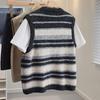 Women's Color Block Striped Wool Blend Knitted Vest