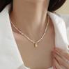 Neuer Stil Trendiger Natürlicher Süßwasserperlen Sterling Silber Damen Anhänger Halskette Damen Kurze Ketten Kein Verblassen
