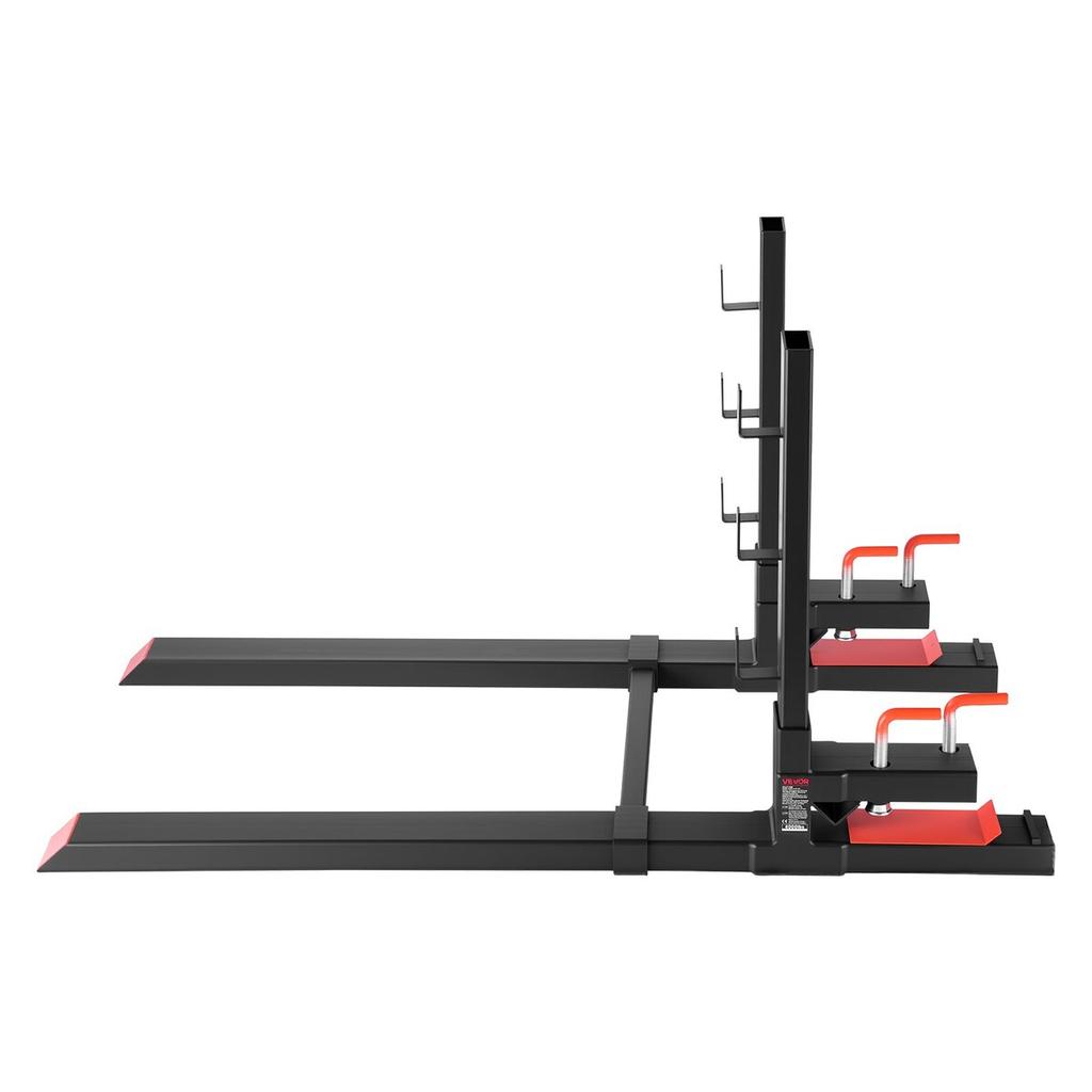 Pallet Forks, 1814 Kg Clamp On Pallet Forks, 149 Cm Total Length Heavy-Duty Tractor Fork with Anti-Tilt Bar & Adjustable Stabilizer Bar, Fit for