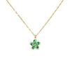 316L Stainless Steel Exquisite Green Zircon Flower Necklace Ladies Fashion Party Dating Clavicle Chain Sweater  Chain Gift