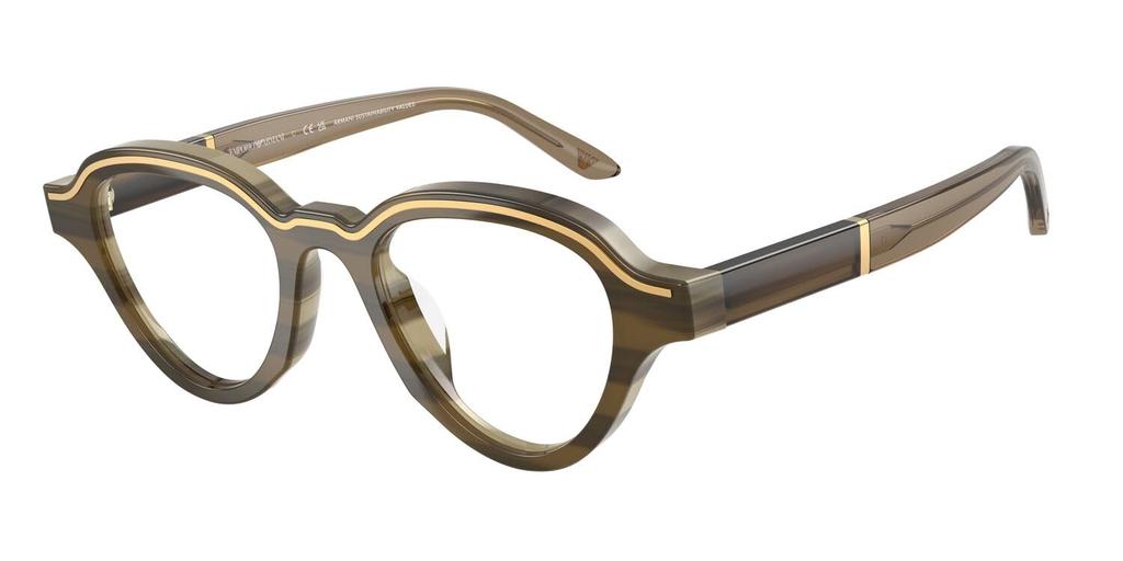 EMPORIO ARMANI SHINY BROWN ON STRIPED BEIGE 63381W47 0EA4264U sunglasses, CLEAR, 47mm,