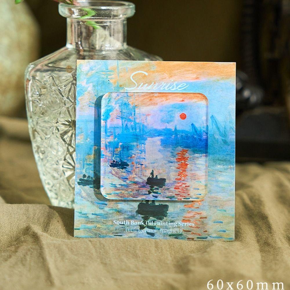 1/6PCS Oil Paintings Series Fridge Magnets Oil Paintings Theme Acrylic Magnetic Sticker Diy 3D Refrigerator Magnets