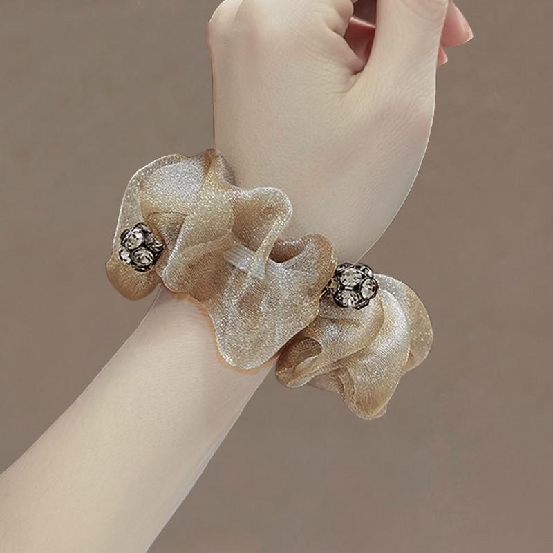 Hair Band, High-End Sense Headband, Adult Organza Ponytail Women'S Simple Temperament, Ball Head Disc Hair, Head Flower Jewelry.